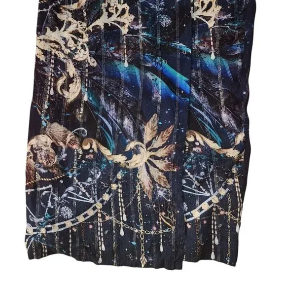 Johnny Was Supernova Wrap Pant Women's Size 2x Navy Blue Shimmer Front Tie - Picture 6 of 9